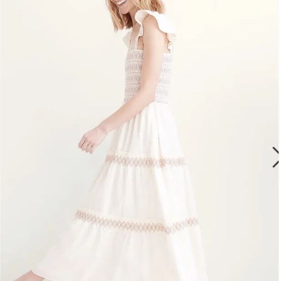 Madewell Lucie Smocked Tiered Midi Dress Medium M - Picture 4 of 6